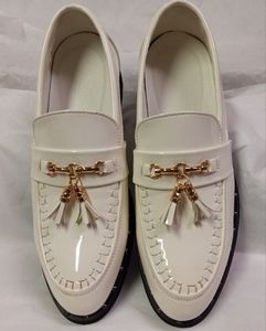 Fashion Dress Shoes Youths Boys Ivory & Gold Tassels, Lattice,Studs PU